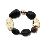 113285, MIXED TEXTURE RESIN PEBBLE STRETCH BRACELET