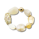 113285, MIXED TEXTURE RESIN PEBBLE STRETCH BRACELET