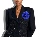 113287, FABRIC FLOWER STATEMENT BROOCH AND HAIR CLIP