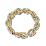 113324, TWO TONE TWISTED ROPE CHAIN STRETCH BRACELET