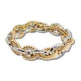 113324, TWO TONE TWISTED ROPE CHAIN STRETCH BRACELET