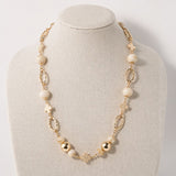 113326, HAMMERED CROSS AND TEXTURED LINK STATION NECKLACE