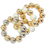113327, CHUNKY CCB AND PEARL BEADED STRETCH BRACELET SET