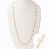 113328, 36" LONG PAPERCLIP CHAIN AND PEARLESCENT STATION NECKLACE