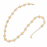 113340, HAMMERED CROSS AND PEARLESCENT STATION LONG NECKLACE