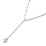 113341, MOTHER OF PEARL STYLE CROSS ROSARY Y-NECKLACE