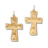 113343, HAMMERED CROSS DROP EARRINGS