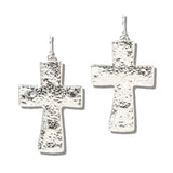 113343, HAMMERED CROSS DROP EARRINGS