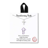 113349, TRANSFORMING TRIALS DAINTY PEARL CROSS PENDANT NECKLACE