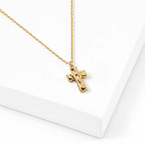 113350, HELD IN GRACE DAINTY HAMMERED CROSS PENDANT NECKLACE