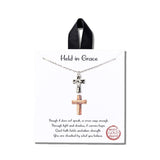 113350, HELD IN GRACE DAINTY HAMMERED CROSS PENDANT NECKLACE
