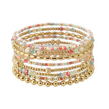 113351, MULTI ROW MIXED BEAD STRETCH BRACELET SET