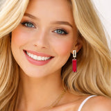 113352, TEXTURED GEOMETRIC POST AND FACETED RECTANGLE DROP EARRINGS