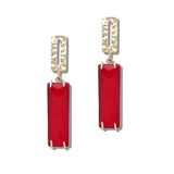 113352, TEXTURED GEOMETRIC POST AND FACETED RECTANGLE DROP EARRINGS