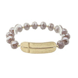 113354, SIDEWAYS CROSS ID PLATE BEAD STRETCH BRACELET