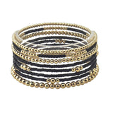 113355, DAINTY BALL AND MIXED BEAD STRETCH BRACELET SET