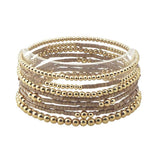 113355, DAINTY BALL AND MIXED BEAD STRETCH BRACELET SET