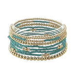 113355, DAINTY BALL AND MIXED BEAD STRETCH BRACELET SET