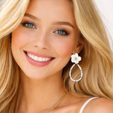 113357, BLOSSOM AND FACETED BEAD TEARDROP DROP EARRINGS