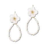 113357, BLOSSOM AND FACETED BEAD TEARDROP DROP EARRINGS