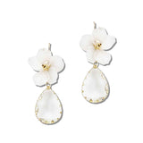 113359, BLOSSOM AND FACETED TEARDROP CRYSTAL DROP EARRINGS