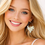 113360, BLOSSOM HOOP AND CASCADING FLORAL CHANDELIER EARRINGS