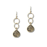 113361, INTERLOCKING CIRCLE FACETED TEARDROP DROP EARRINGS