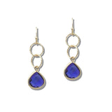 113361, INTERLOCKING CIRCLE FACETED TEARDROP DROP EARRINGS