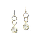 113361, INTERLOCKING CIRCLE FACETED TEARDROP DROP EARRINGS