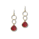 113361, INTERLOCKING CIRCLE FACETED TEARDROP DROP EARRINGS