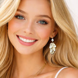 113362, PEARL AND CASCADING ORGANIC PETAL CHANDELIER EARRINGS