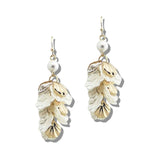 113362, PEARL AND CASCADING ORGANIC PETAL CHANDELIER EARRINGS