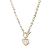 113366, CHAIN HEART PENDANT NECKLACE WITH FRONT TOGGLE CLASP
