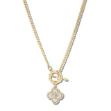 113369, CURB CHAIN QUATREFOIL PENDANT NECKLACE WITH FRONT TOGGLE CLASP