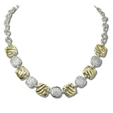 113373, 14K GOLD PLATED CUSHION CZ ACCENT RIBBED STATION NECKLACE