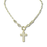 113374, 14K GOLD PLATED PAVE CZ CROSS PENDANT NECKLACE