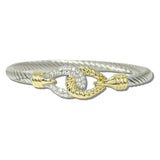 113375, 14K GOLD PLATED PAVE CZ ACCENT INTERLOCKING LOOP CABLE BRACELET