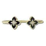 113376, 14K GOLD PLATED PAVE CZ ACCENT QUATREFOIL OPEN CUFF BRACELET