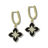 113377, 14K GOLD PLATED PAVE CZ ACCENT QUATREFOIL DROP EARRINGS