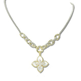 113378, 14K GOLD PLATED PAVE CZ ACCENT QUATREFOIL PENDANT NECKLACE