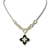 113378, 14K GOLD PLATED PAVE CZ ACCENT QUATREFOIL PENDANT NECKLACE