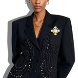 113380, WATER RESISTANT VINTAGE GOLD PEARL AND IRIDESCENT BROOCH PIN
