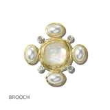 113380, WATER RESISTANT VINTAGE GOLD PEARL AND IRIDESCENT BROOCH PIN