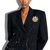 113381, WATER RESISTANT VINTAGE GOLD MULTI PEARL BROOCH PIN