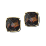 113384, WATER RESISTANT TORTOISE AND LEOPARD PRINT CUSHION STUD EARRINGS