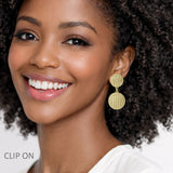 113399, TEXTURED DOUBLE DISC CLIP ON EARRINGS
