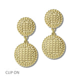 113399, TEXTURED DOUBLE DISC CLIP ON EARRINGS