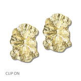 113400, TEXTURED RUFFLED CLIP ON EARRINGS