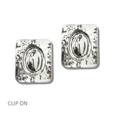 113402, TEXTURED RECTANGULAR CLIP ON EARRINGS