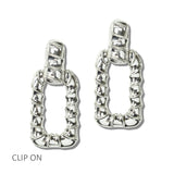 113403, TEXTURED OPEN RECTANGLE CLIP ON EARRINGS